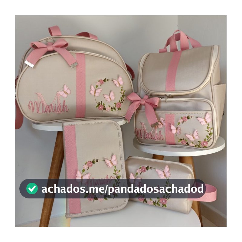 Bolsas Maternidade borboletas e nome sobreposto