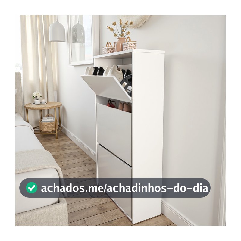 Sapateira com 3 Portas Guarda Calçados Organizador Multiuso