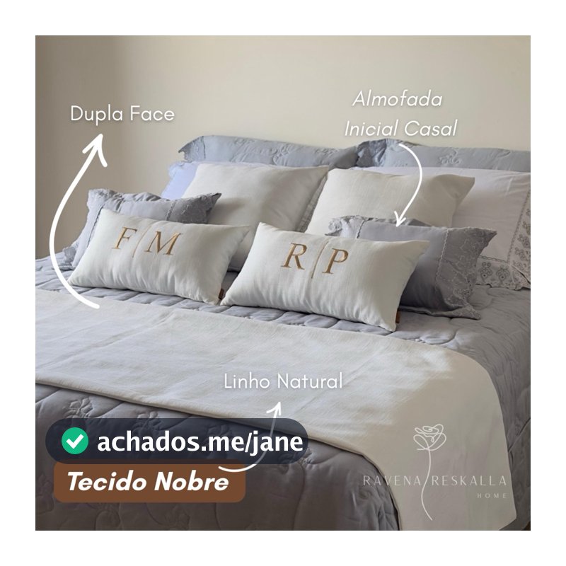 Kit Manta Peseira de Linho + Almofadas Bordadas Cama e Sofá Cama Casal Queen King Decoração