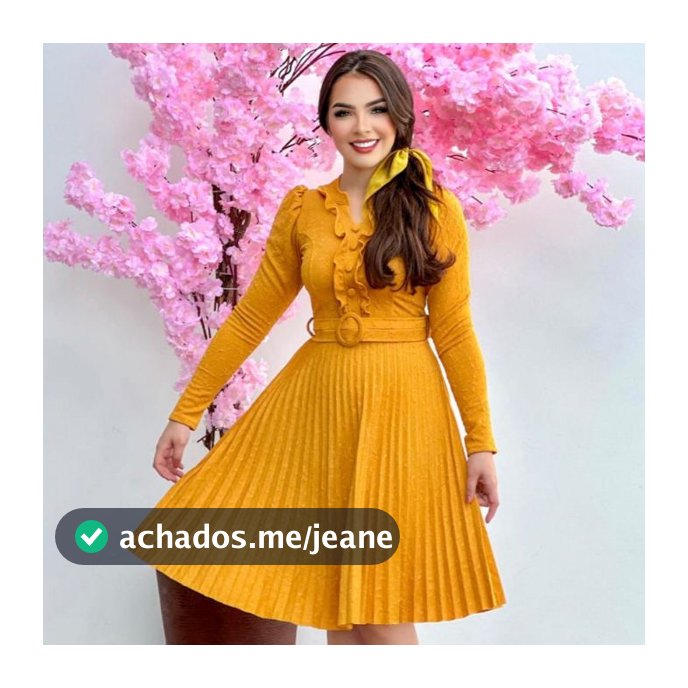 Vestido Lais Feminino Midi Manga Longa Plissado em Malha Jacquard com Cinto