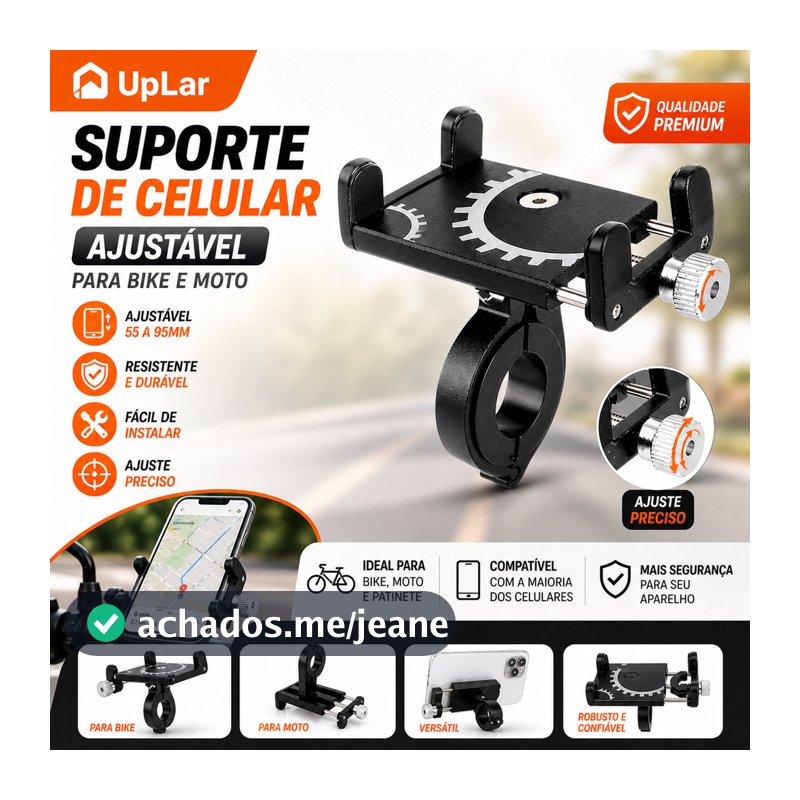 Suporte de Celular Alumínio Para Motocicleta Bike GPS Ajustável Fixação Guidão Resistente