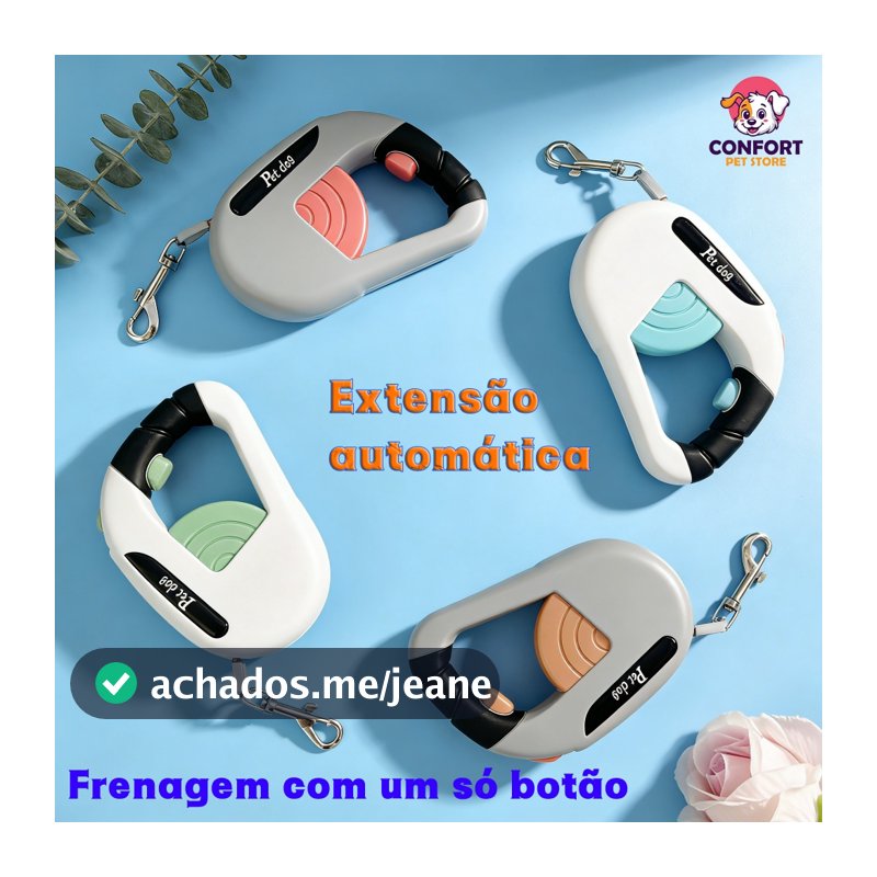 Guia retrátil automática para animais de estimação de 3 a 5 metros,Guia grande para cães de até 15 kg
