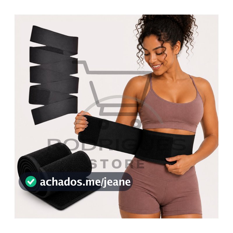 Cinta Faixa 5m 3m Modeladora Cintura Invisível Preta Compressão Ajustável Feminina