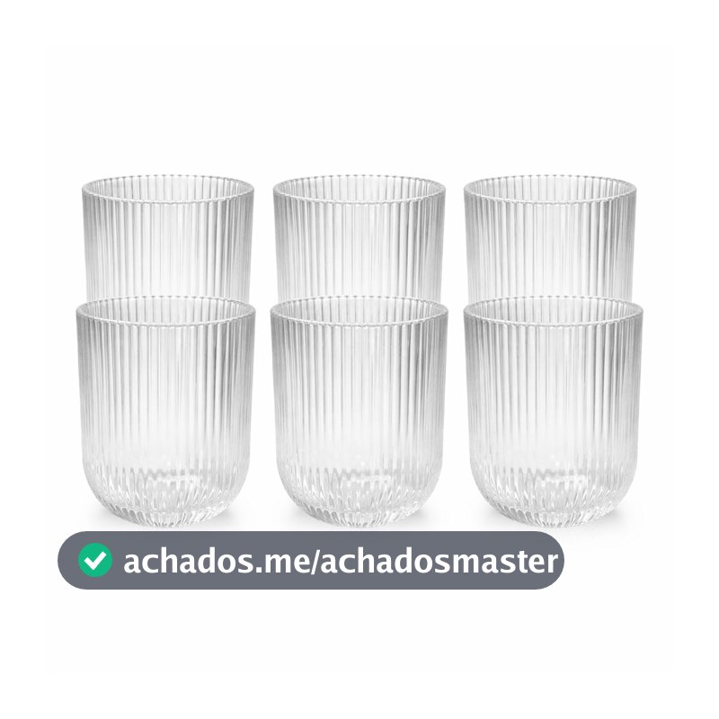 Jogo de Copos 270ml com 6 Peças Vidro Canelado
