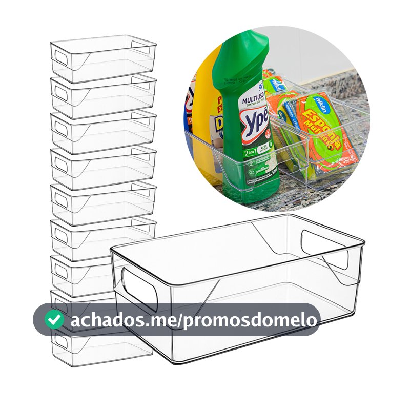 Kit 10 Organizadores Multiuso Para Geladeira, Cozinha E Despensa Em Acrílico Transparente