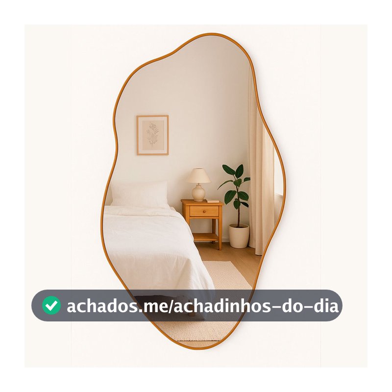 Espelho Adnet Orgânico Grande Corpo Inteiro Moldura Couro + Suporte