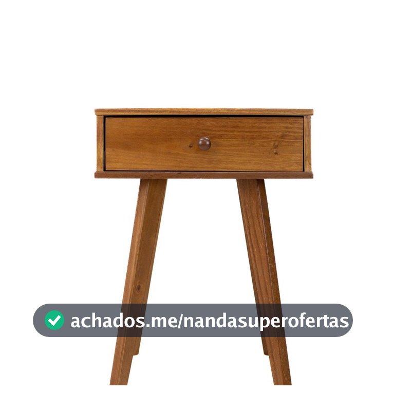 Mesa de Cabeceira 1 Gaveta — Madeira Maciça Amarelo
