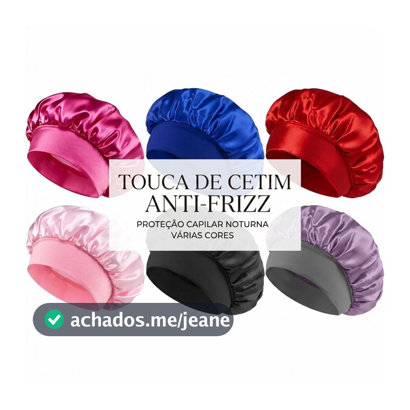Kit 3 Toucas de Cetim com Faixa Larga Elástica Anti Frizz Para Dormir Protege Cabelo Cacheado Crespo Ondulado