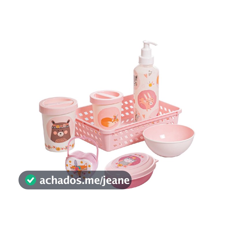 Kit Higiene Bebê 7 Peças Porta Chupeta Saboneteira Porta Algodão Recém-Nascido Bebê Quartinho