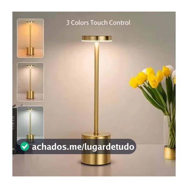 Luminária de Mesa Candeiro Dumbbell Touch de Quarto Luxuosa 3 Tons de Led