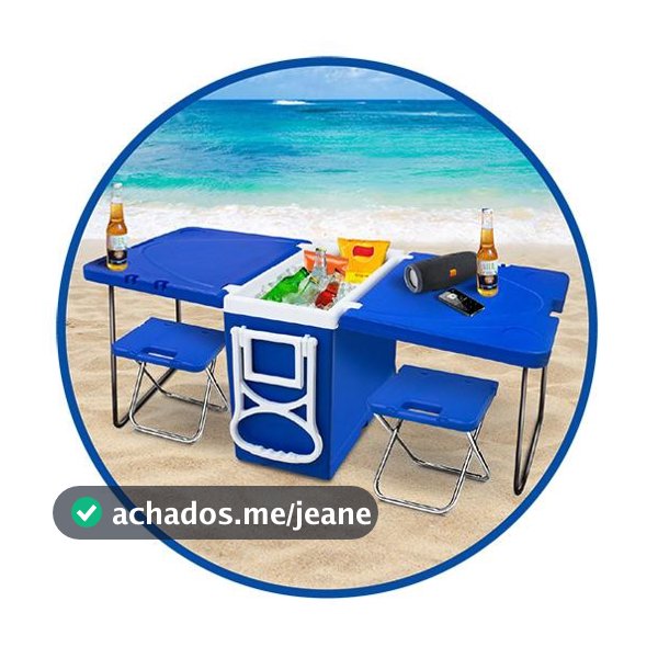 Super Caixa Térmica Cooler Multifuncional 32 L Com Mesa E Cadeira Praia Camping 5 Em 1