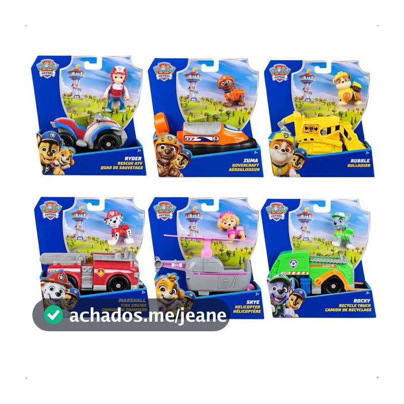 Veiculo Sólido Infantil Patrulha Canina Boneco Brinquedos 20x15cm Sunny