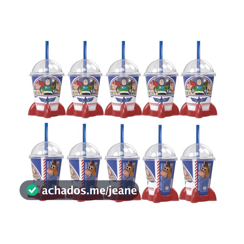 Kit 10 Copos Toy Story Woody Buzz Jessie Foguete Lembrancinha Aniversário Festa Infantil Plasútil