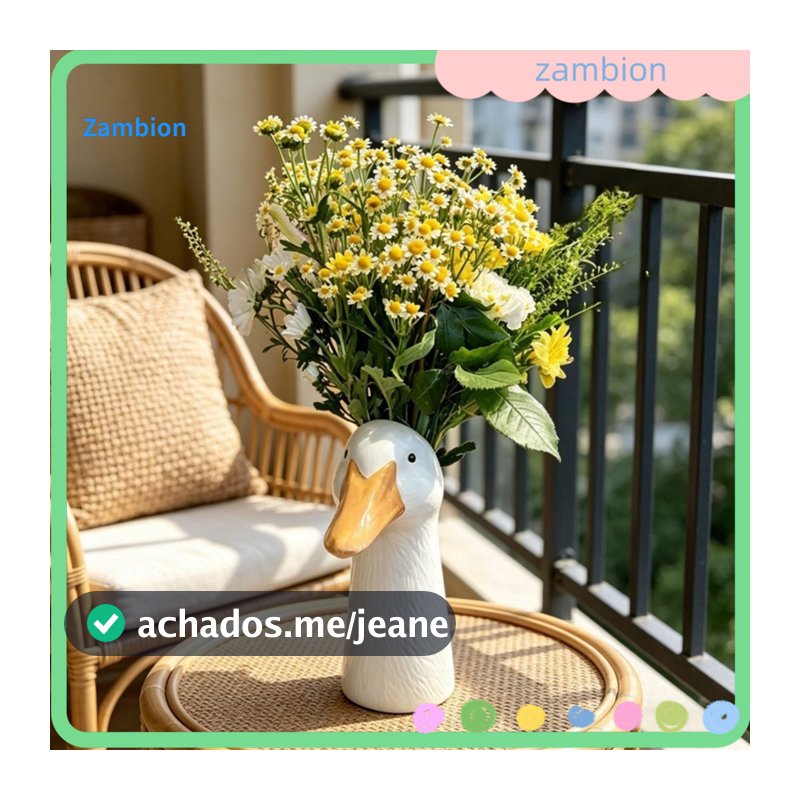 Vaso Em Forma De Ganso , Lindo De Flores Artificiais Secas Frescas , Decoração Prática De Mesa Para Sala