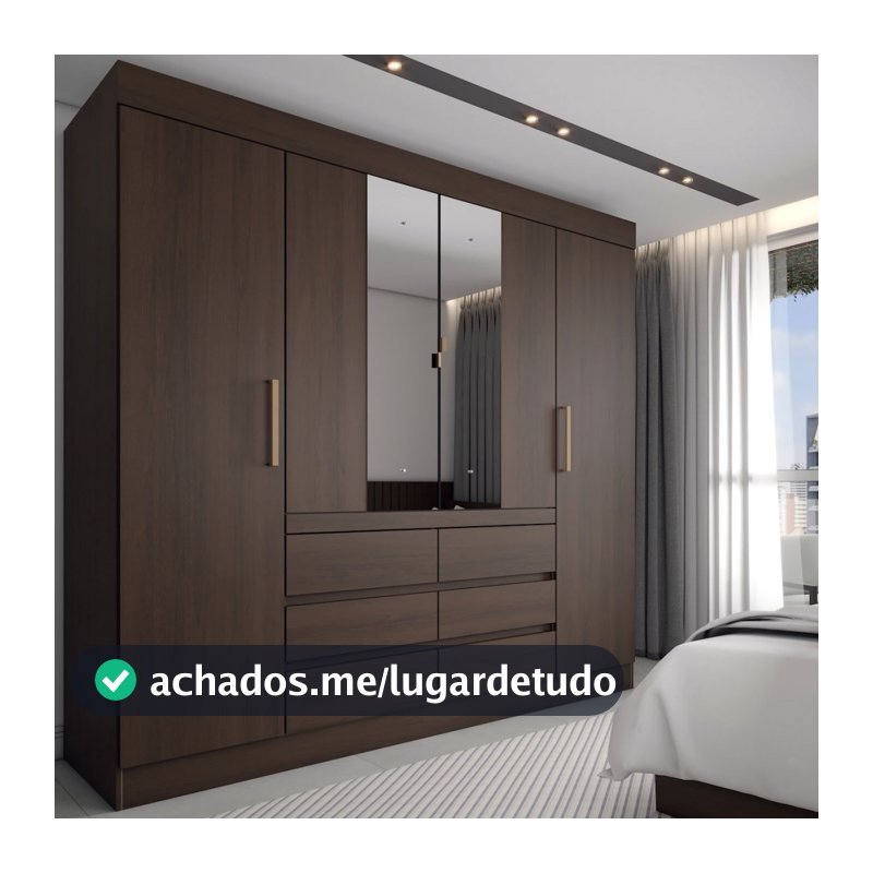 Guarda-Roupa Casal Honey 4 Portas 6 Gavetas com Espelho
