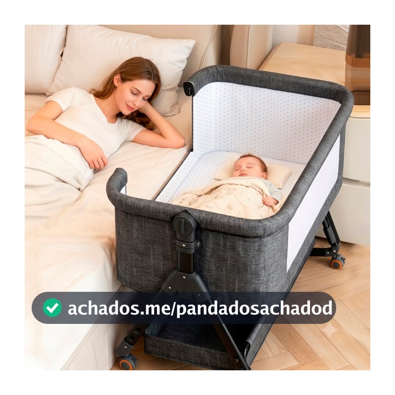 Berço Portatil Moises Americano Acoplado Bebe Com Balanço e Mosqueteiro