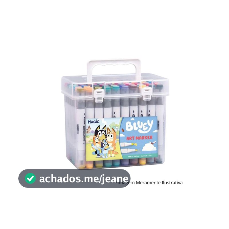 Kit Bluey 48 Cores Art Marker - Canetas de Ponta Dupla com E