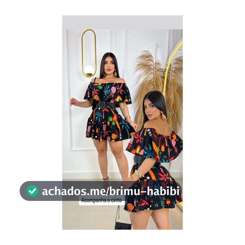 VESTIDO MACAQUINHO RODADO DE OMBRO A OMBRO QUE ACOMPANHA O CINTO SHORT SAIA FLORAL PARA FERIAS NA PRAIA