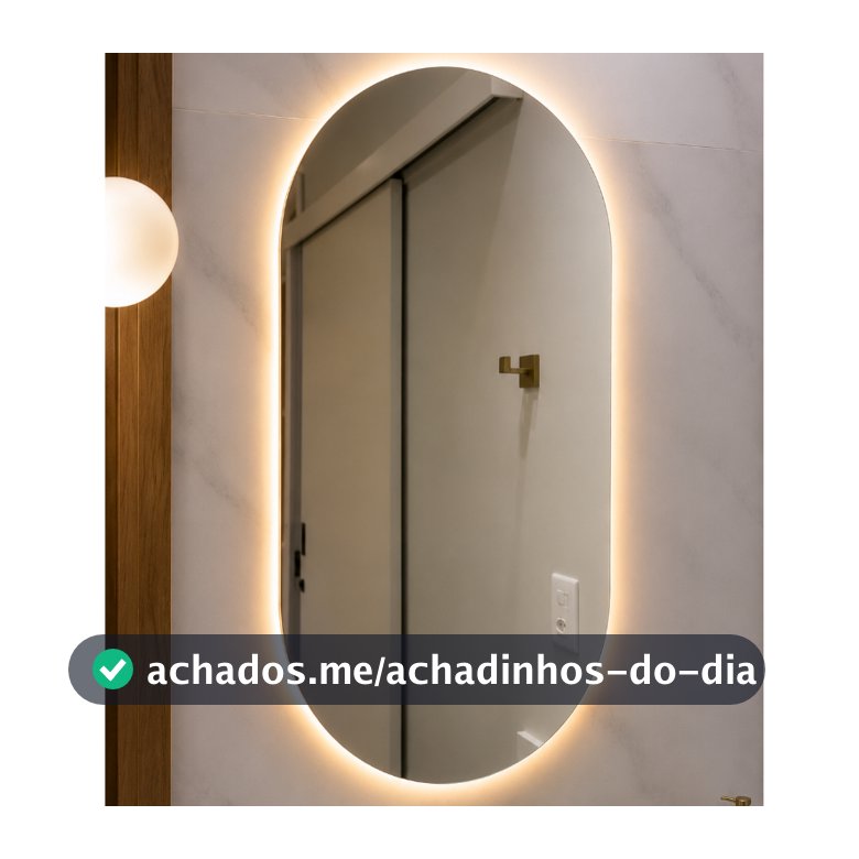 Espelho Oval Decorativo com LED ou sem LED Vidro Lapidado 40x50 e 80x50 para Banheiro Quarto Sala
