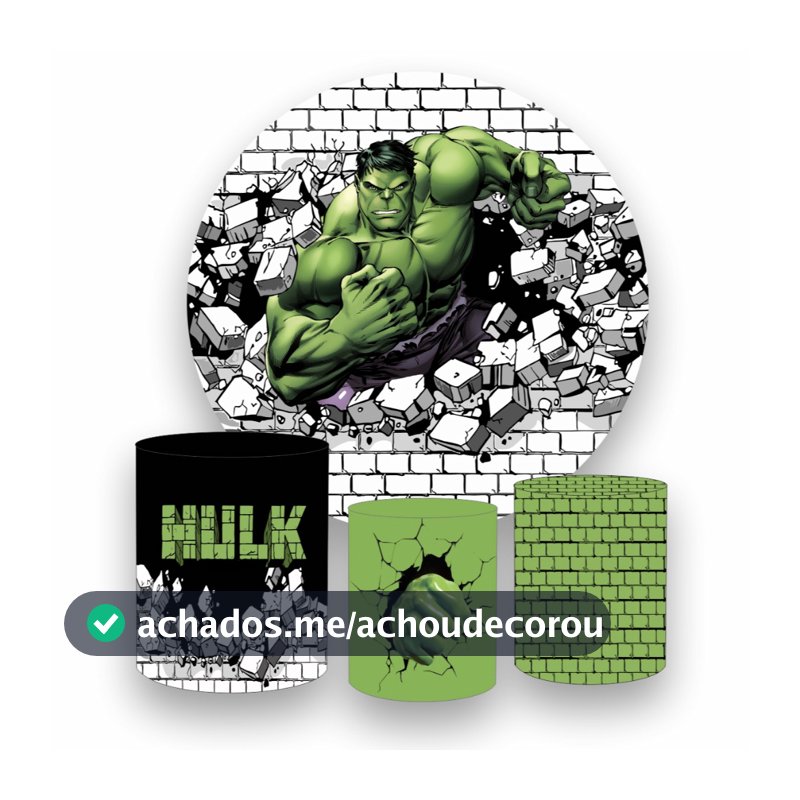 Kit Painel Redondo em tecido sublimado 1,5 + 3 Capas de Cilindros HULK