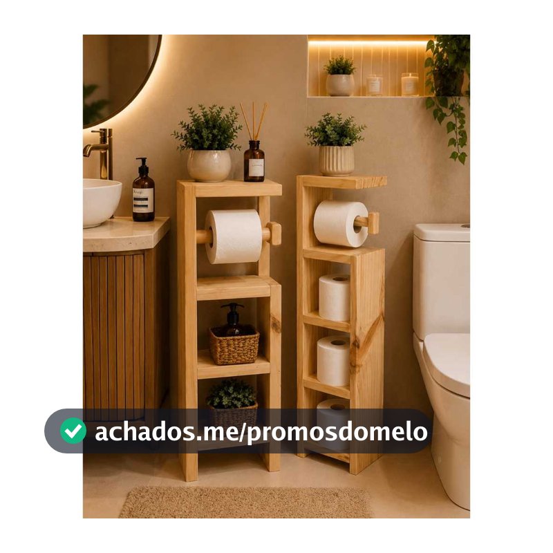 Porta papel higiênico com suporte para 3 ou 4 rolos Organizadores de banheiro em madeira pinus