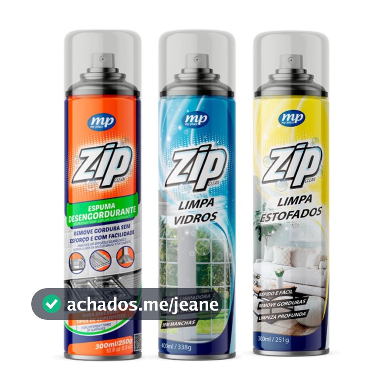 Kit Zip Limpa Vidros + Desengordurante + Limpa Estofado – Limpeza Completa e Prática