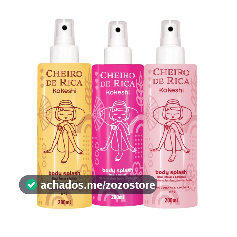 Kit 3 Body Splash Cheiro de Rica Kokeshi Floral 3x200ml
