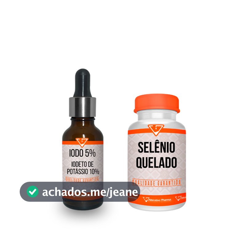Iodo Inorgânico 5% + Iodeto Potássio 10% 30ml + Selênio Quelado 200mcg 60 cápsulas