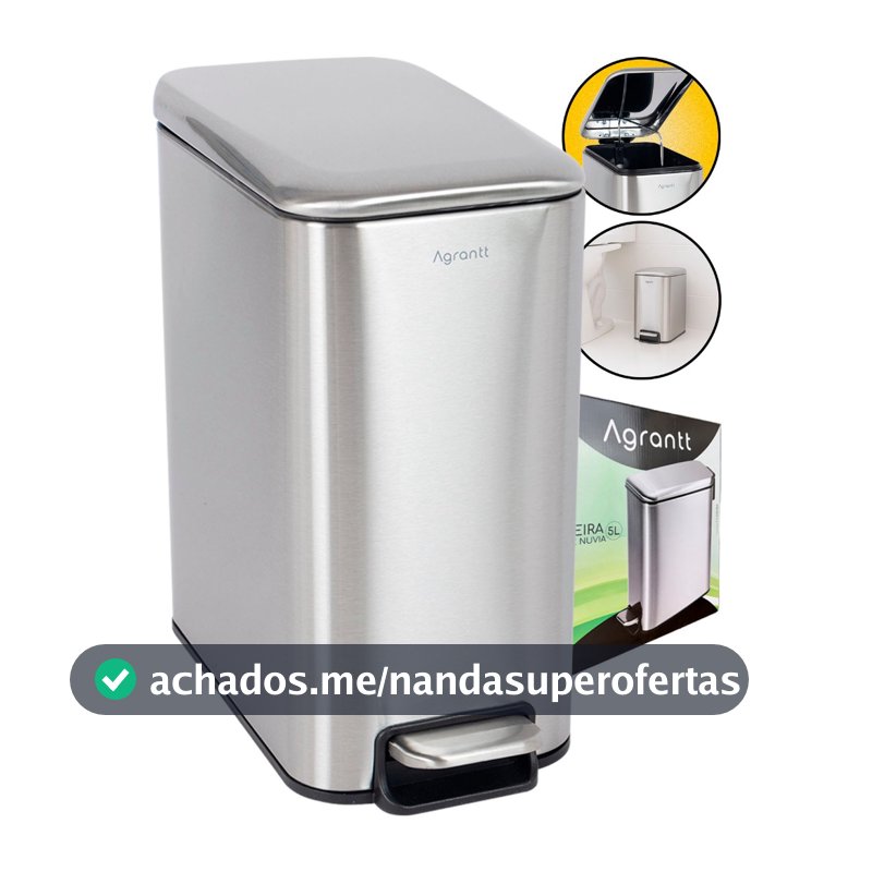 Lixo Lixeira Soft Close 5 Litros Aço Inox Pedal Balde Cesto Removível Slim Banheiro Lavabo Cozinha