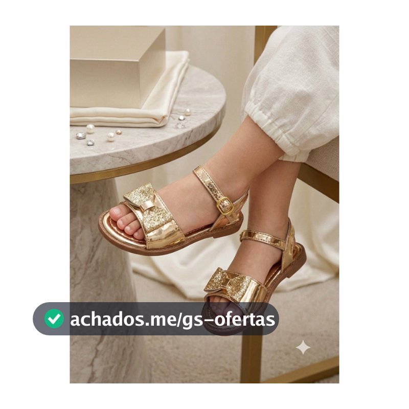 Sandália Rasteira Rasteirinha Infantil Menina Feminina Delicada Confortável Festa Casamento Casual Detalhe Laço Glitter.