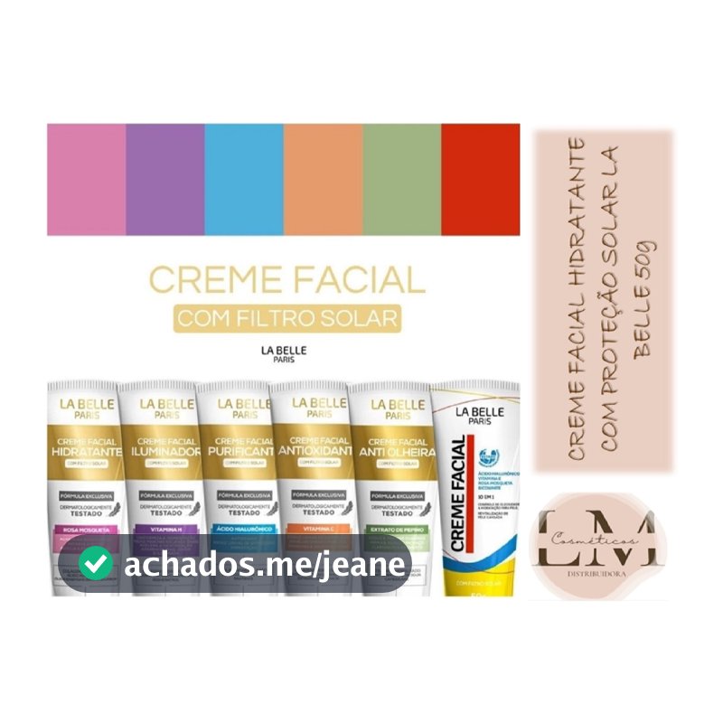 Creme Facial Hidratante Facial La Belle Paris 50g Com Filtro Solar