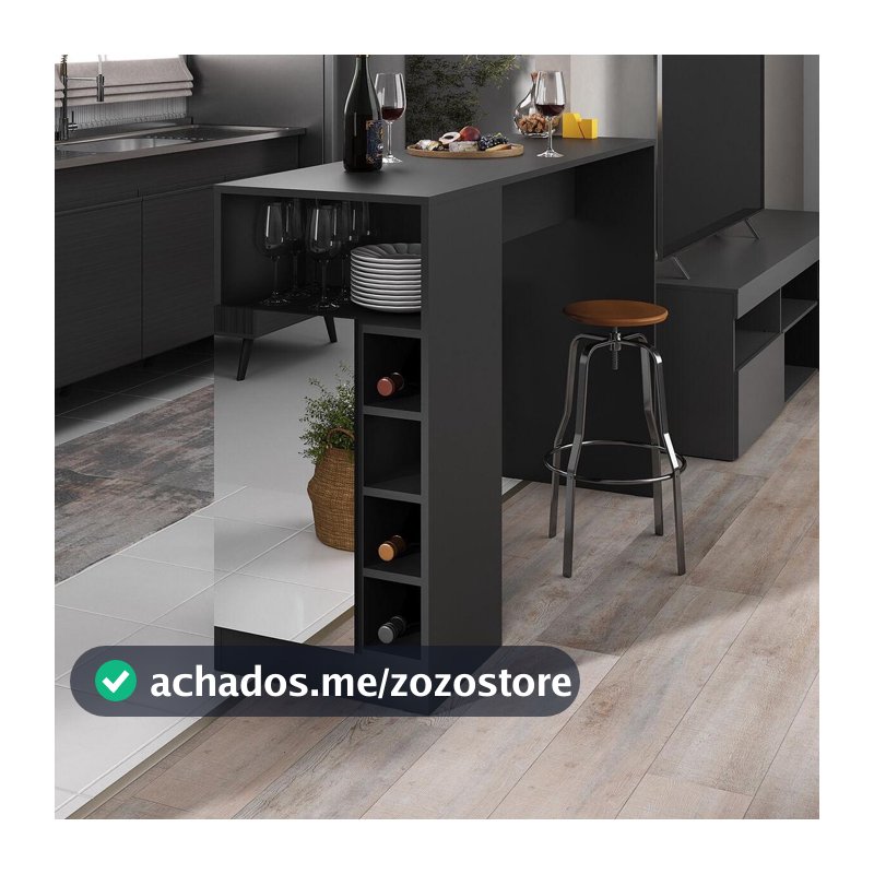 Bancada Balcão/Mesa de Cozinha com Adega 1 Porta e Espelho Multimóveis MP2248