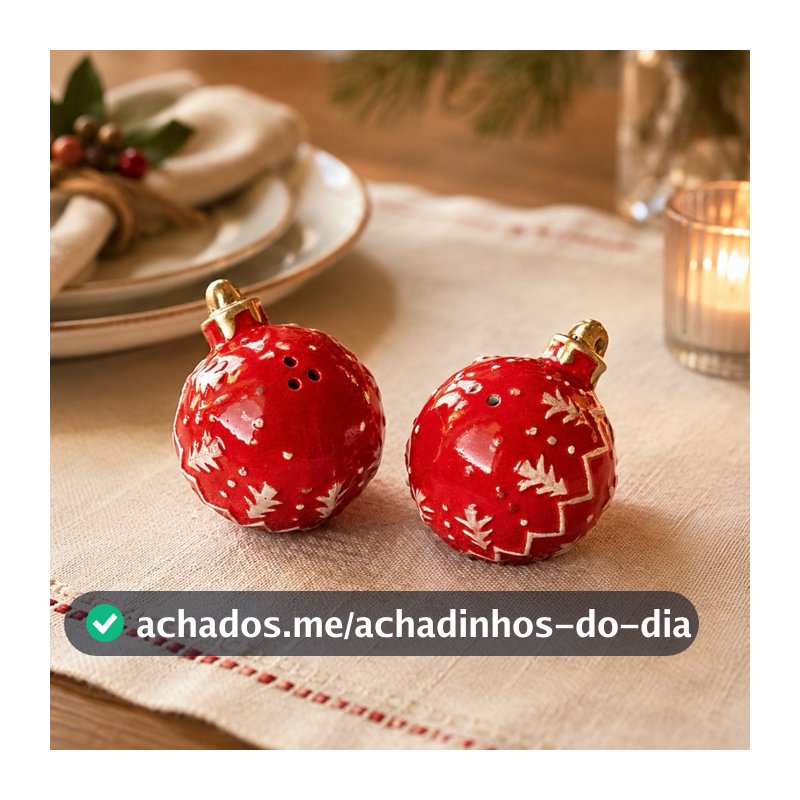 Kit Saleiro e Pimenteiro De Natal Porta Sal e Pimenta Com Designer De Bola de Natal Mamãe Noel e Papai Noel