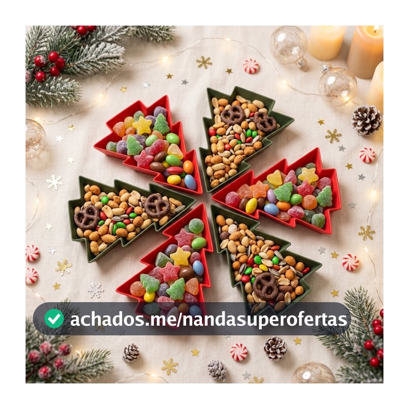 Kit Petisqueira Natalina Árvore Formas Vermelha Verde Servir Mesa Posta Ceia Decoração Prática Natal