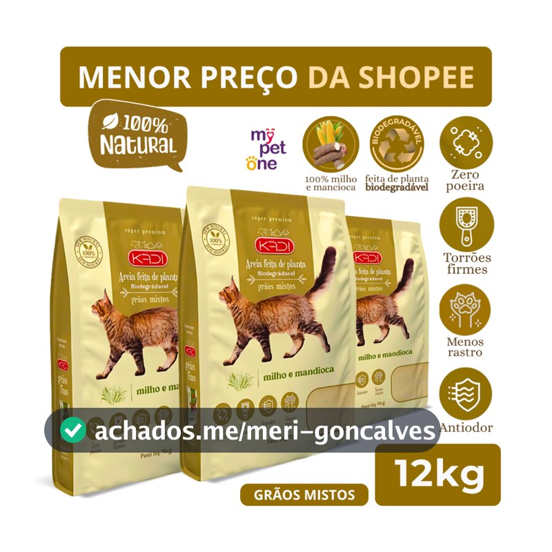 Areia Biodegradável 4 Kg Grãos Mistos - Kadi