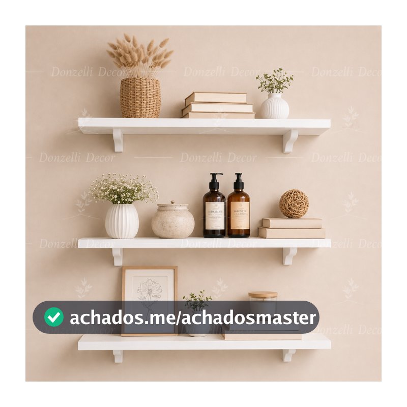 Prateleiras 80X20 Lisa Mdf Branco Bico de Tucano Suporte Sala Cozinha Banheiro Organizador Decoração