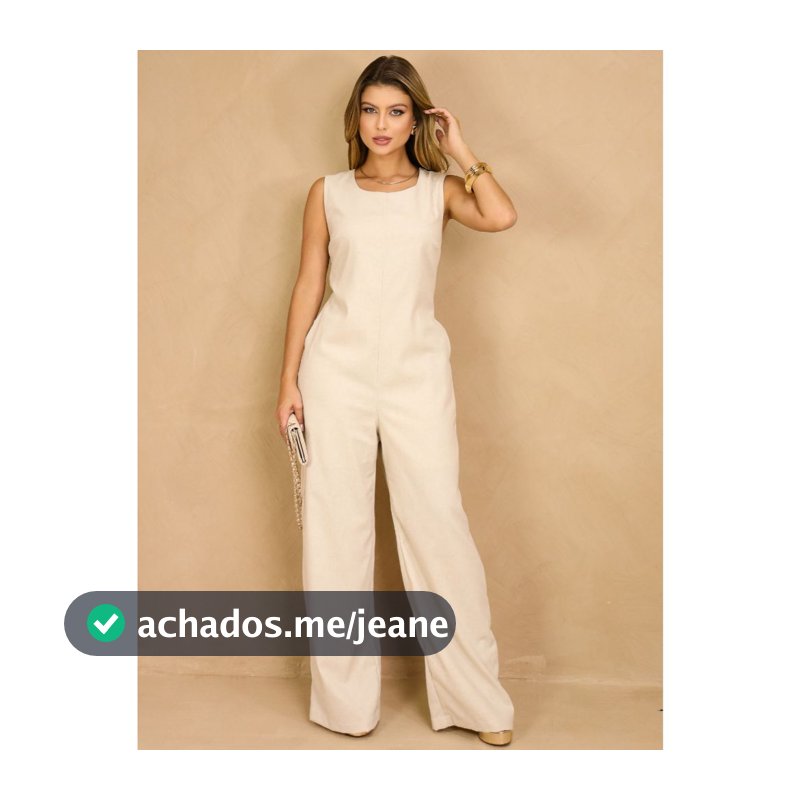 Macacão de Linho Pantalona Elegante Pernas largas e Bolsos Discretos