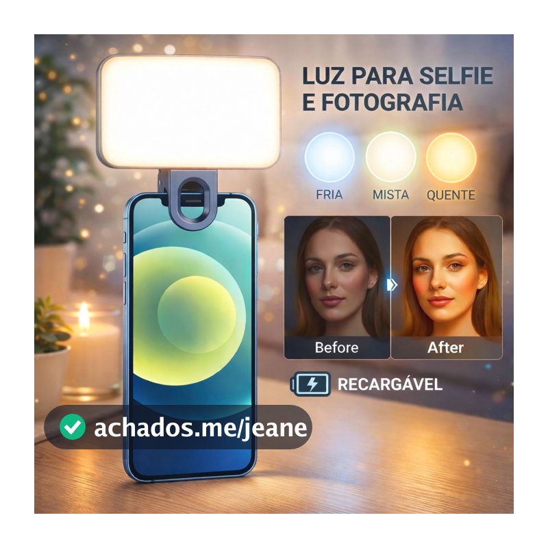 Mini Led 3 Modos De Luz LED Selfie Clip Live Stream Video Clip-on Portátil Maquiagem Recarregável