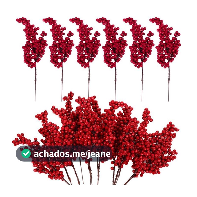 10PCS Natal Artificial Ramos De Frutas Vermelhas DIY Grinalda Decorativa para Árvore de Natal Ornamento para Festa