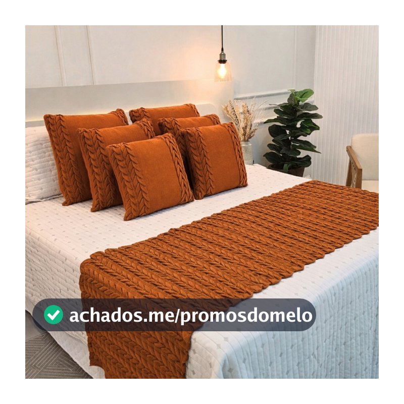 Kit Peseira Manta Tricot Sofá Cama Casal Queen King Aconchego Home Decor + 2 Capas Almofadas