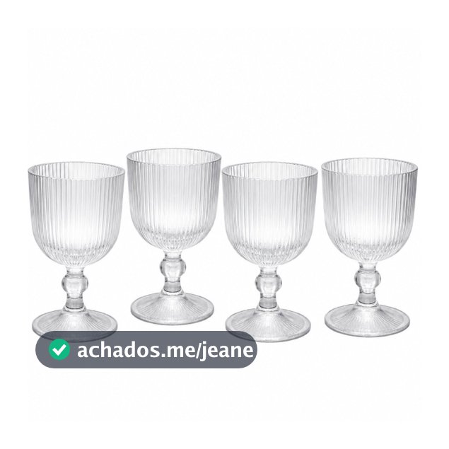 Jogo 4 Taças de Vidro Tranparente Cameratta 360ml Água Suco Drinks Casa Cozinha Eventos Bebidas Kit