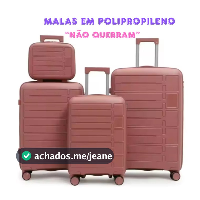 Kit Conjunto 3 Malas Viagem Pmg Pequena 10kg E Media 23kg E Grande 32kg + Frasqueira Polipropileno