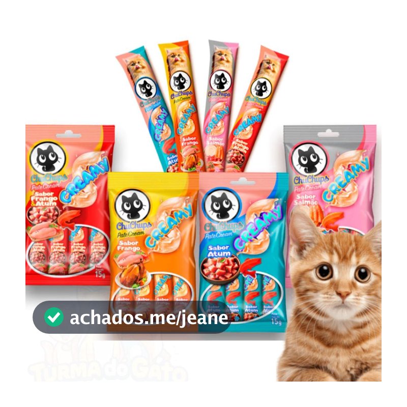 Kit C/4 Petisco Cremoso Para Gatos ChuChups Cream Tipo Churu e Truly Escolha o Seu Envio Imediato