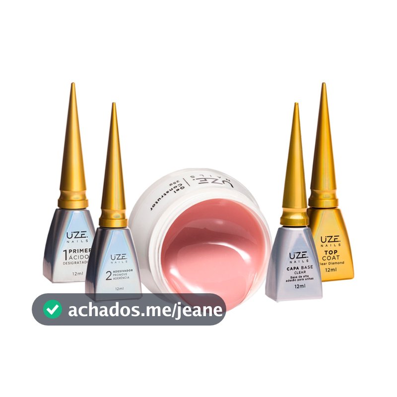 Kit Uze Nails Preparadores De Unha + Gel Construtor 25g - Escolha Sua Cor
