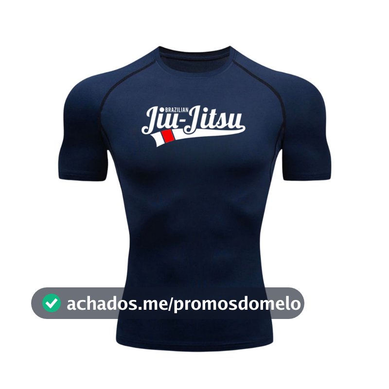 Camisa De Compressão JIUJITSU 2 Manga Curta Treino Ginástica Camiseta Esportiva