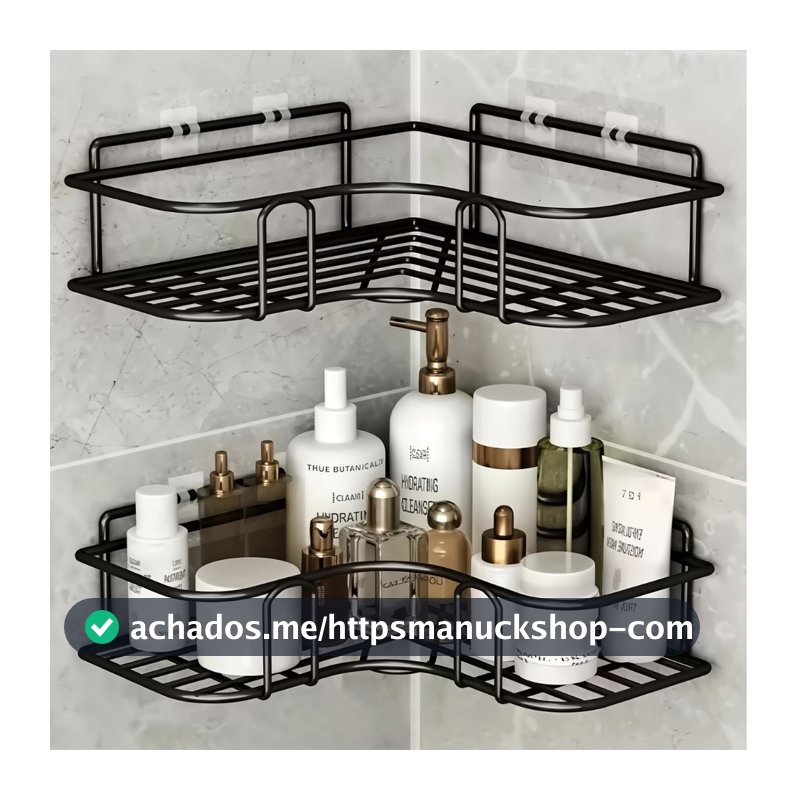 Suporte Organizador De Metal Rack De Parede Banheiro Cozinha Prateleiras Porta Shampoo