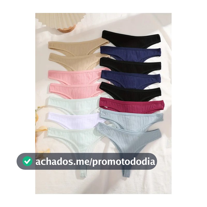 Kit Calcinhas Fio Dental Feminina Algodão Canelado