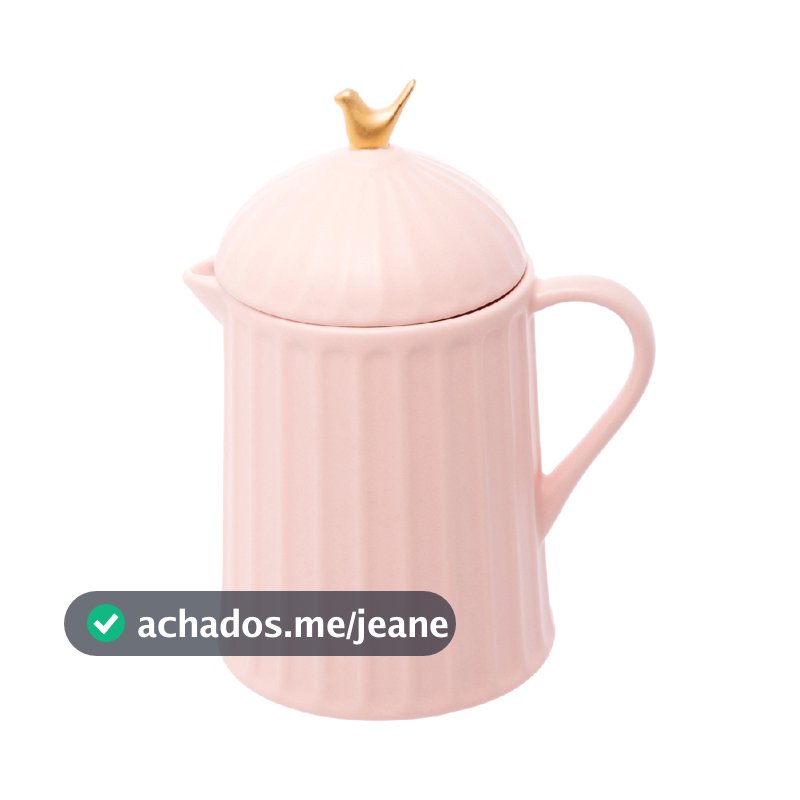 Jarra Bule Leiteira Jarrinha Cantinho do Café Birds Rosa 600ml 0.6L Passarinhos