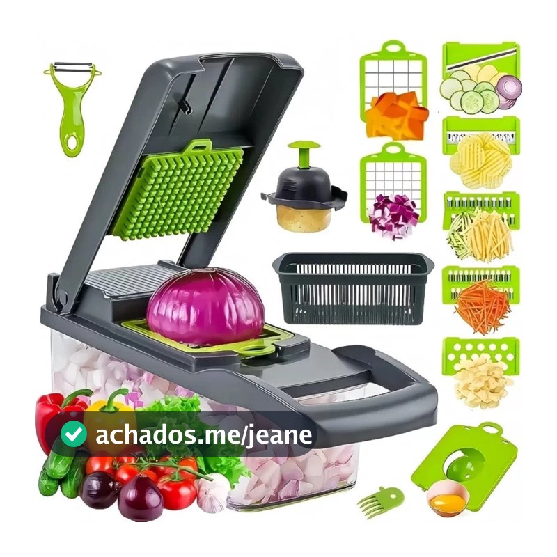 Fatiador De Legumes 16 Em 1 Cortador Com Lâminas Inox Ralador Picador Multifuncional Para Cozinha
