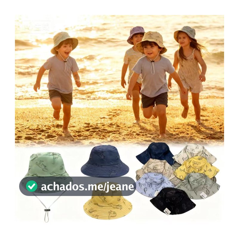 Chapéu de praia Infantil UV Bucket Infantil Chapéu de praia masculino com Cordinha 49ano